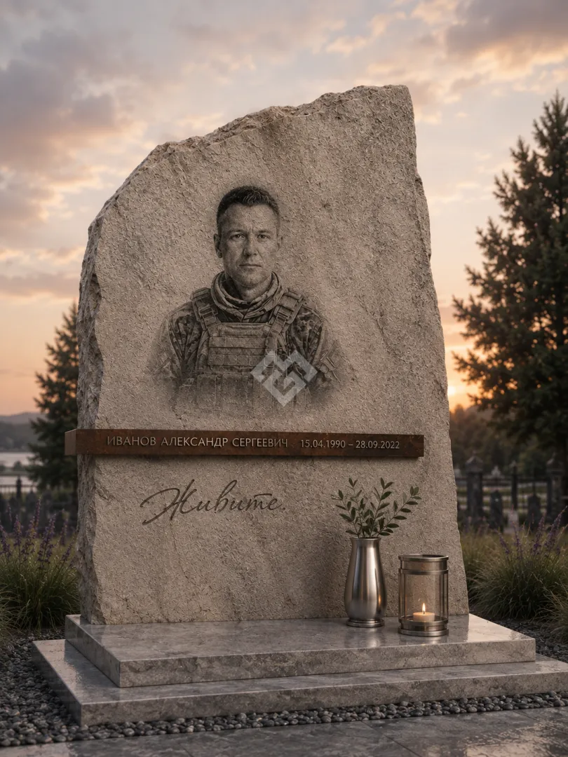Памятник военному и участнику СВО "Шрам на камне" 1